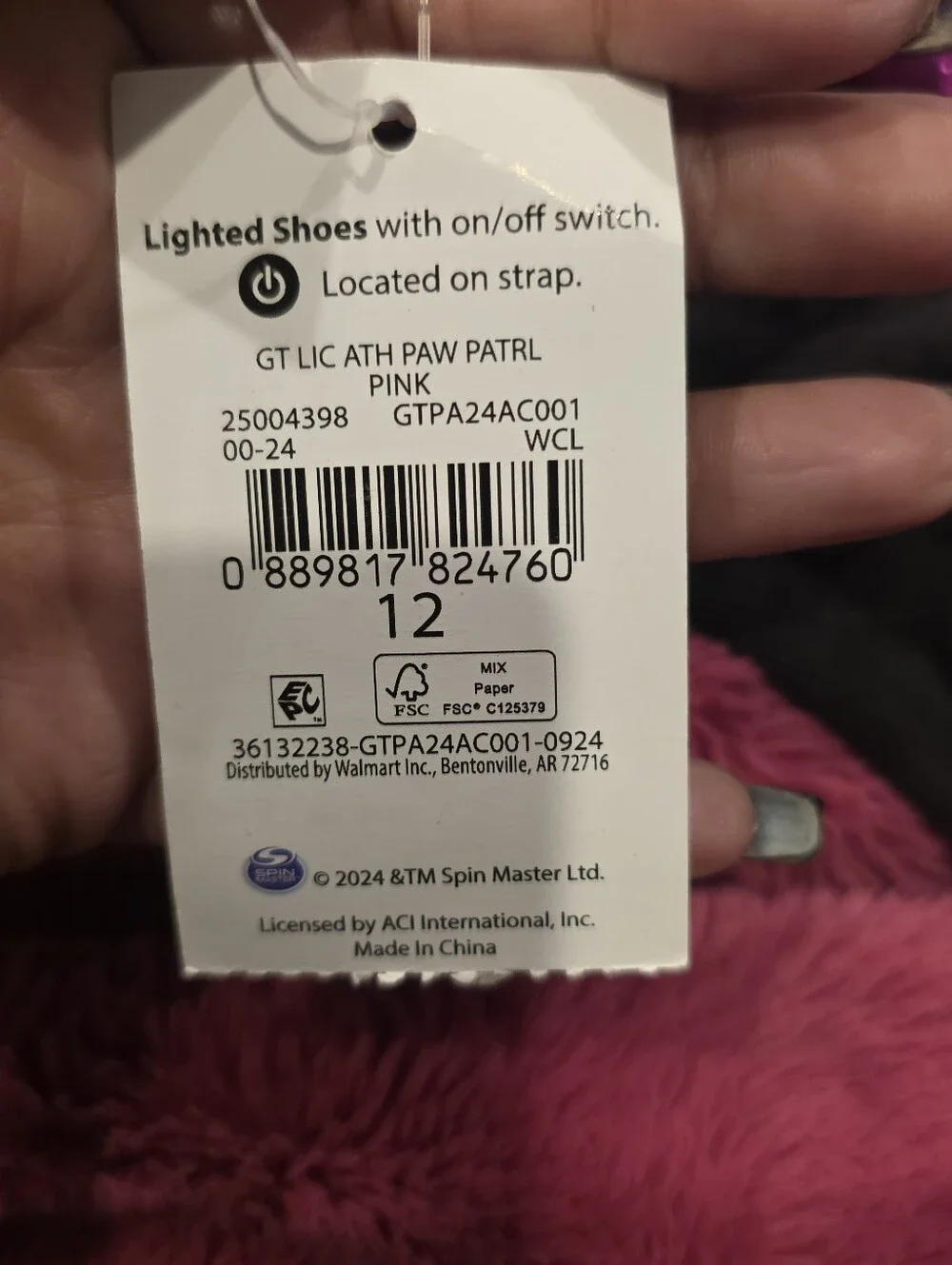 Paw Patrol Pink Light-Up Kids Sneakers with Character Heart Medallions